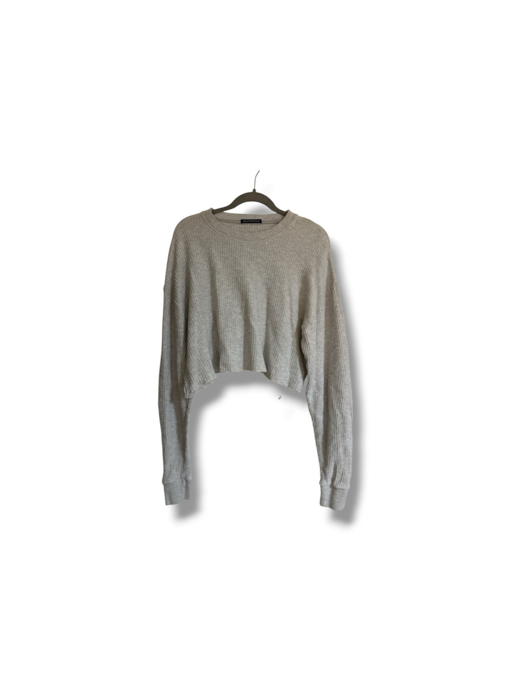 Brandy Melville Gray Thermal Cropped Long Sleeve Top - Picture 4 of 4